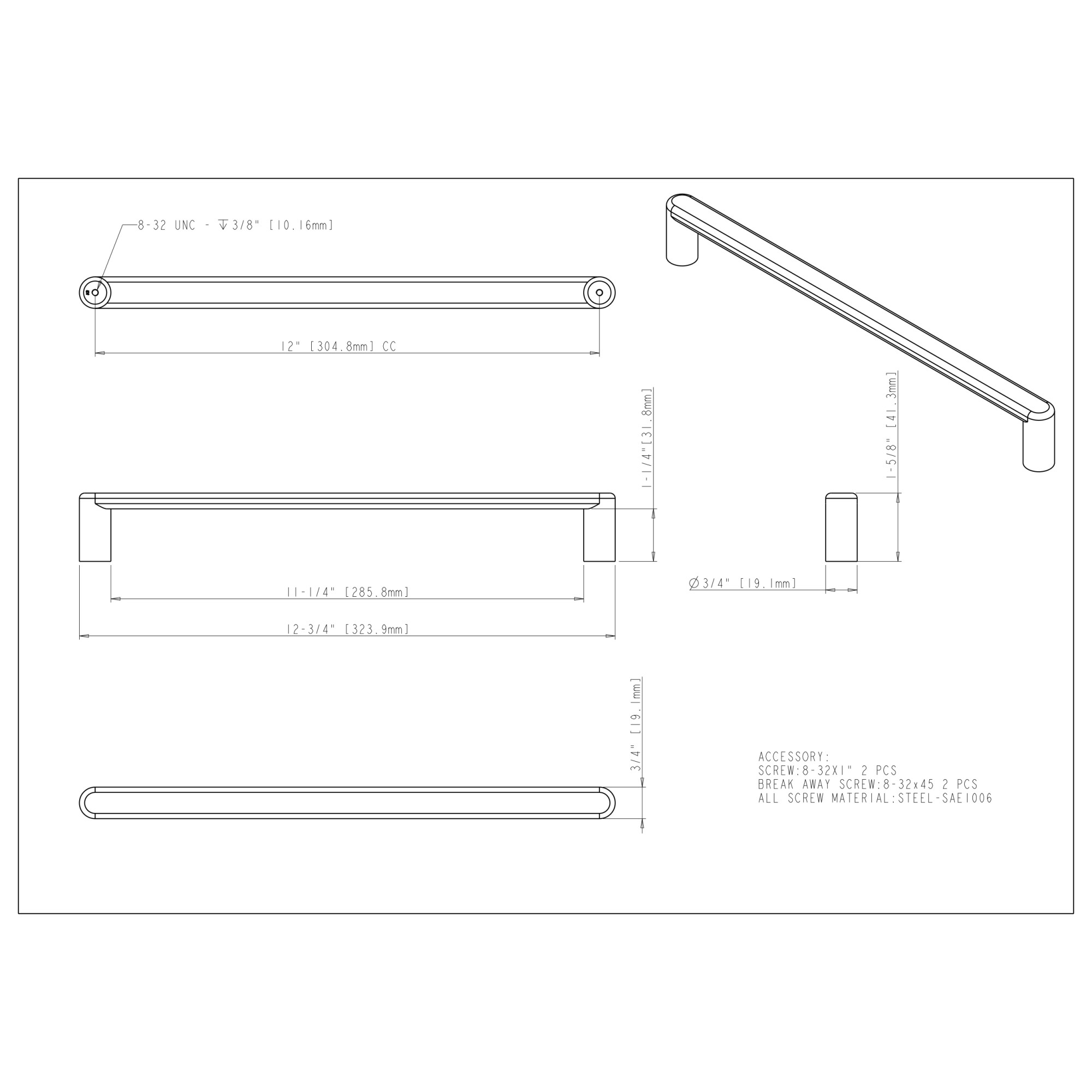 Gibson Appliance Pull in Satin Nickel