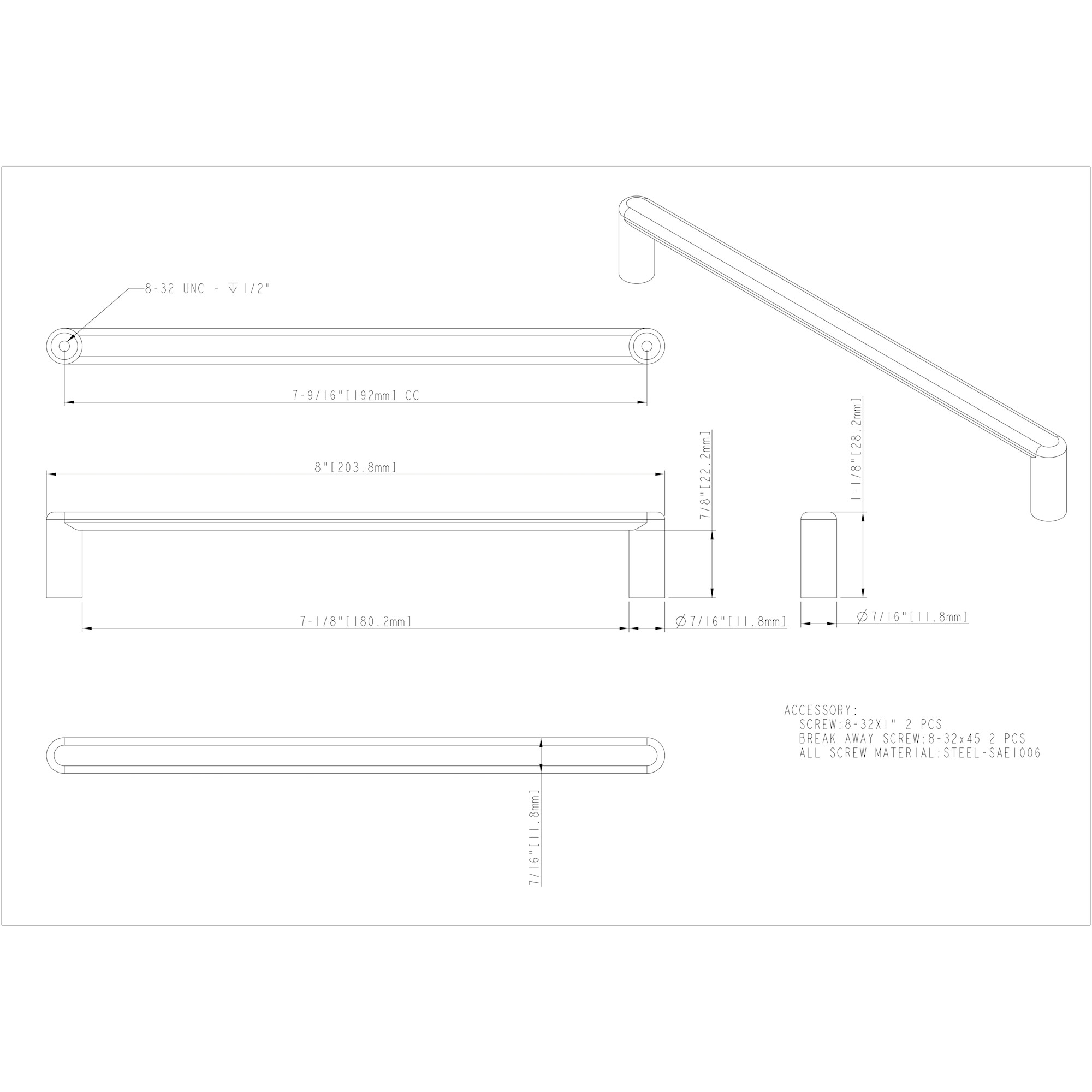 Gibson Cabinet Pull in Satin Nickel