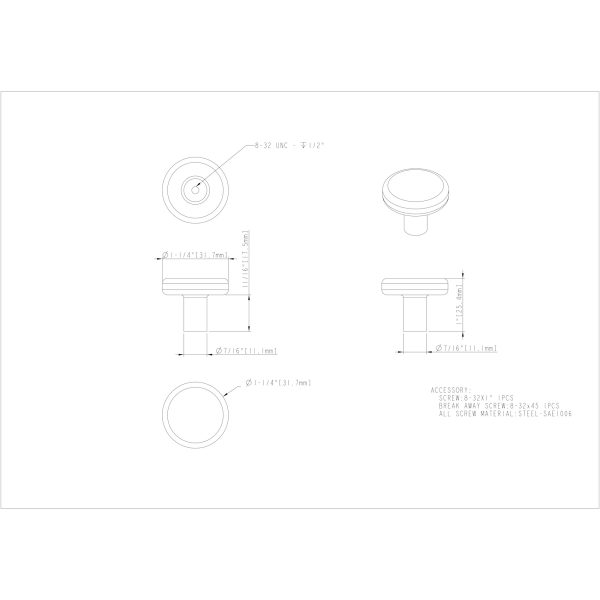 1-1/4" Diameter Satin Nickel Gibson Cabinet Knob - Image 6