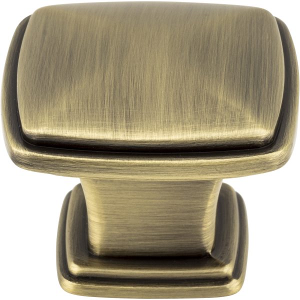 1-1/4" Overall Length Brushed Antique Brass Square Milan 1 Cabinet Knob - Image 3