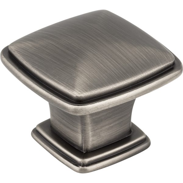 1-1/4" Overall Length Brushed Pewter Square Milan 1 Cabinet Knob
