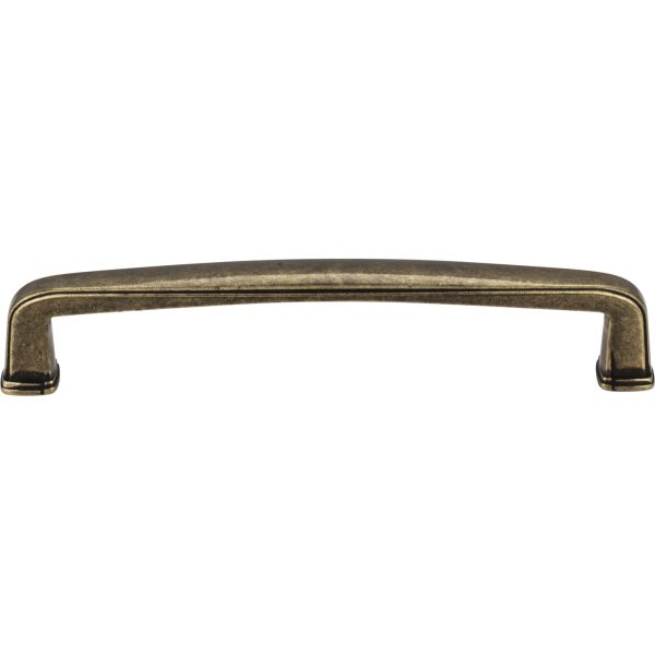 128 mm Center-to-Center Lightly Distressed Antique Brass Square Milan 1 Cabinet Pull - Image 3
