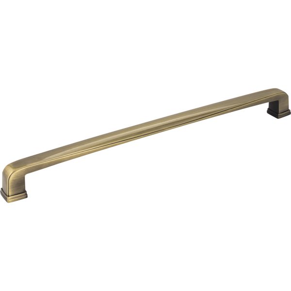 12" Center-to-Center Brushed Antique Brass Square Milan 1 Appliance Handle