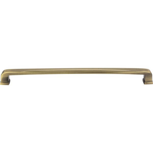 12" Center-to-Center Brushed Antique Brass Square Milan 1 Appliance Handle - Image 3