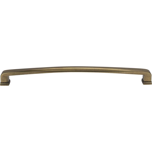 12" Center-to-Center Lightly Distressed Antique Brass Square Milan 1 Appliance Handle - Image 3