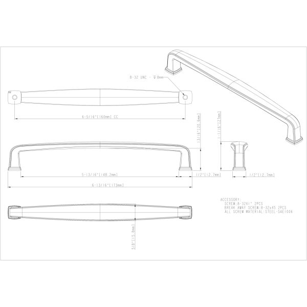 160 mm Center-to-Center Satin Nickel Square Milan 1 Cabinet Pull - Image 5