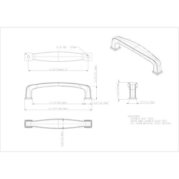 96 mm Center-to-Center Polished Chrome Square Milan 1 Cabinet Pull - Image 4
