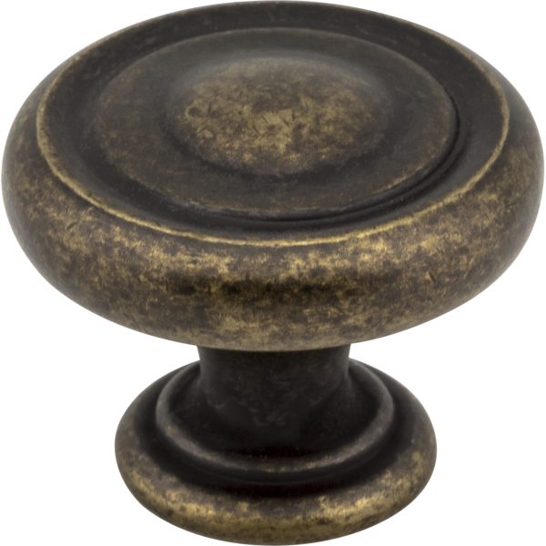1-1/4" Diameter Distressed Antique Brass Bremen 1 Cabinet Knob