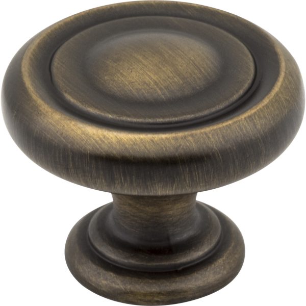 1-1/4" Diameter Antique Brushed Satin Brass Bremen 1 Cabinet Knob