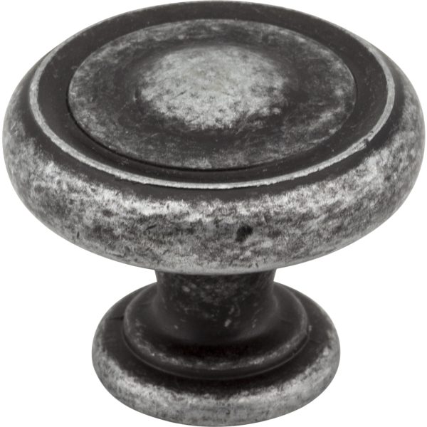 1-1/4" Diameter Distressed Antique Silver Bremen 1 Cabinet Knob