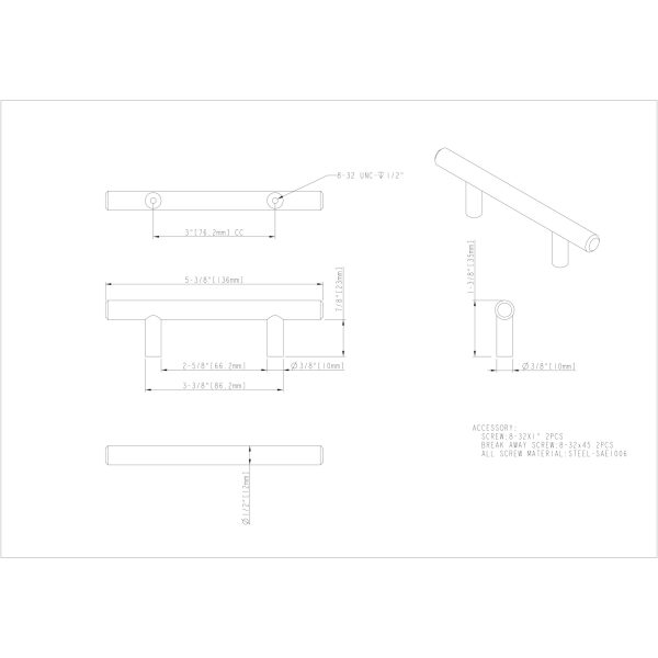 3" Center-to-Center Satin Nickel Naples Cabinet Bar Pull - Image 4