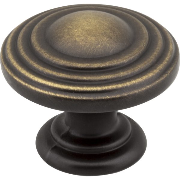 1-1/4" Diameter Antique Brushed Satin Brass Stacked Bremen 2 Cabinet Knob