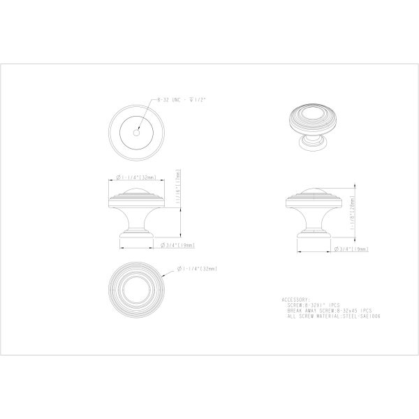 1-1/4" Diameter Polished Nickel Stacked Bremen 2 Cabinet Knob - Image 3