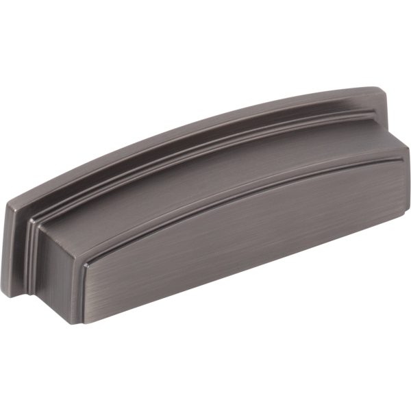 96 mm Center-to-Center Brushed Pewter Square Renzo Cabinet Cup Pull