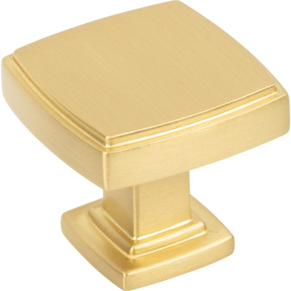 1-1/4" Overall Length Brushed Gold Square Renzo Cabinet Knob