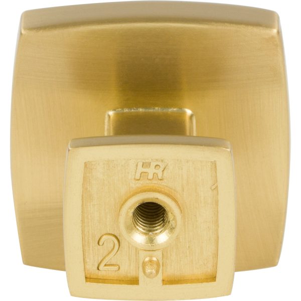1-1/4" Overall Length Brushed Gold Square Renzo Cabinet Knob - Image 4