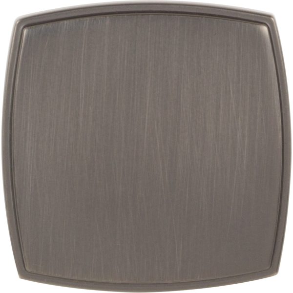 1-3/4" Overall Length Brushed Pewter Square Renzo Cabinet Knob - Image 3