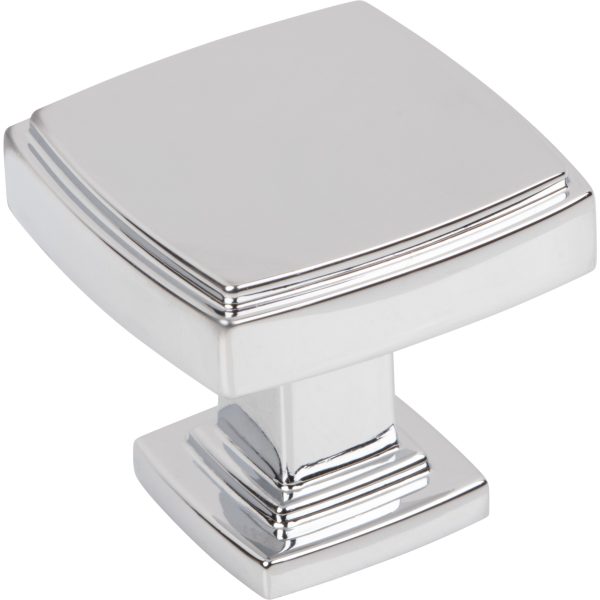 1-1/4" Overall Length Polished Chrome Square Renzo Cabinet Knob