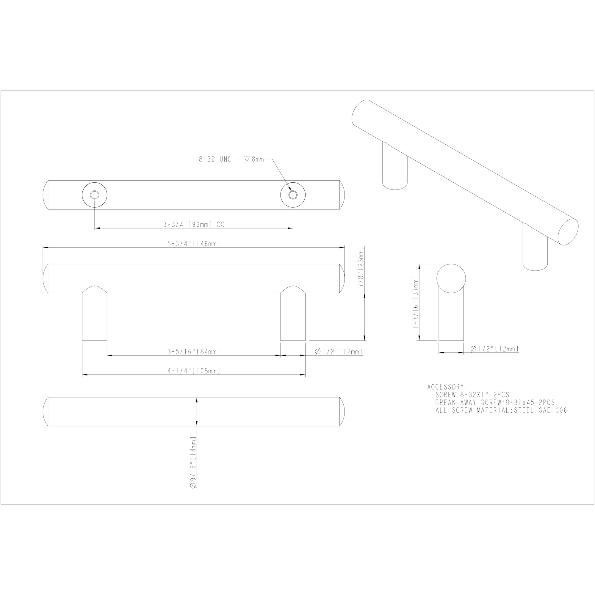 Key West Cabinet Pull (146) in Satin Nickel