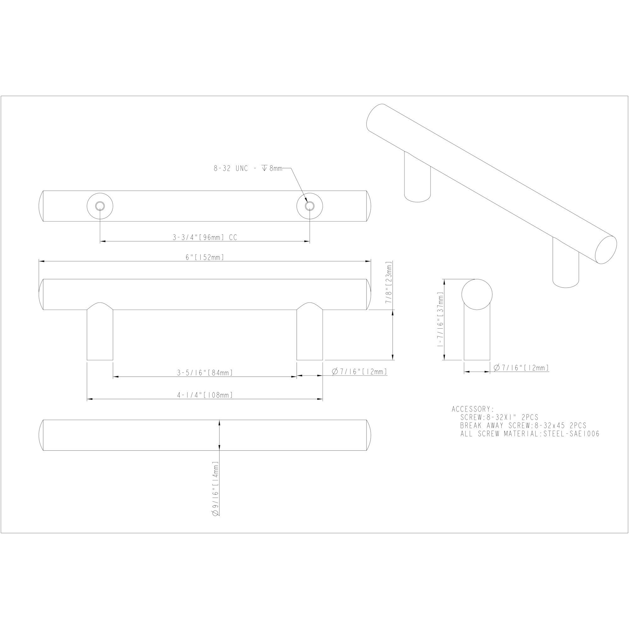 Key West Cabinet Pull (152) in Satin Nickel