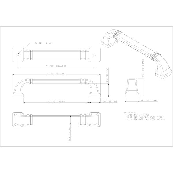 128 mm Center-to-Center Polished Nickel Ella Cabinet Pull - Image 4