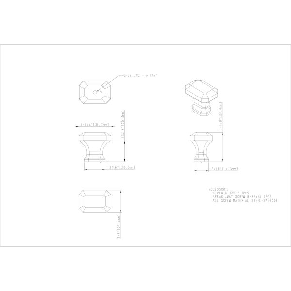 1-1/4" Overall Length Satin Nickel Emerald Ella Cabinet Knob - Image 4