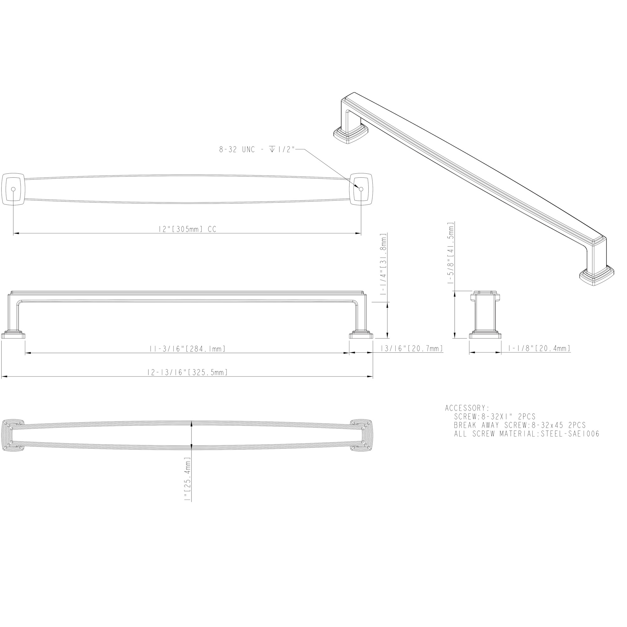Richard Appliance Pull in Satin Nickel