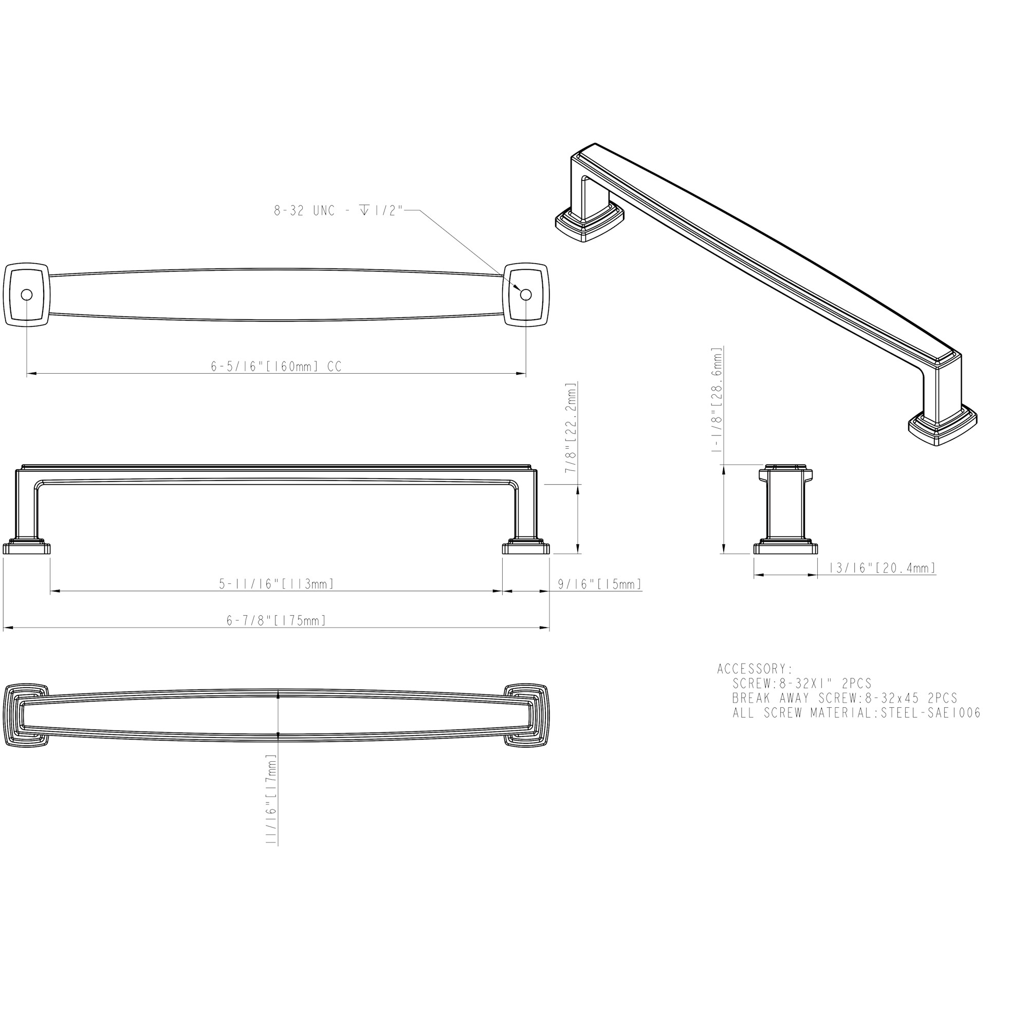 Richard Cabinet Pull in Satin Nickel