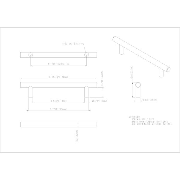 128 mm Center-to-Center Brushed Gold Naples Cabinet Bar Pull - Image 5