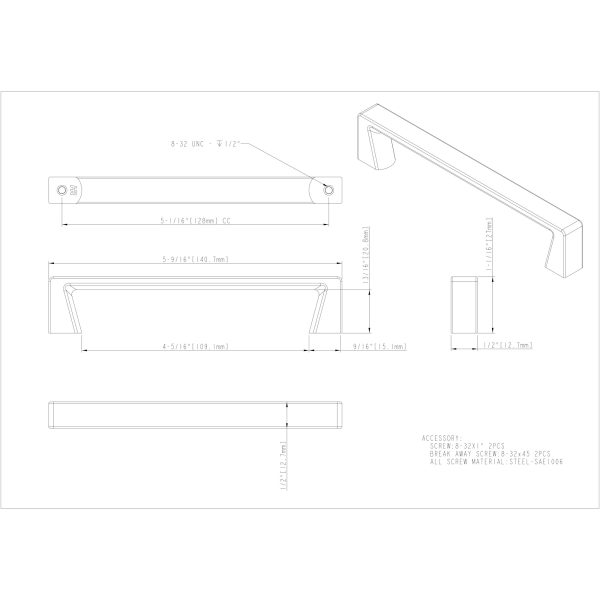 128 mm Center-to-Center Satin Nickel Square Boswell Cabinet Pull - Image 5