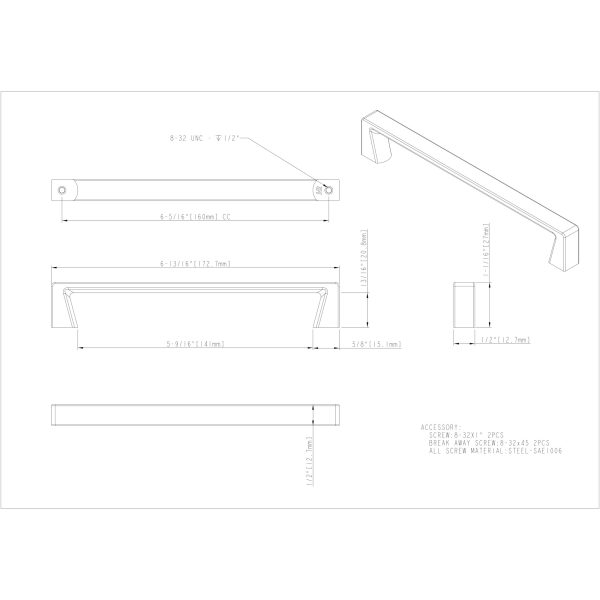 160 mm Center-to-Center Polished Chrome Square Boswell Cabinet Pull - Image 5