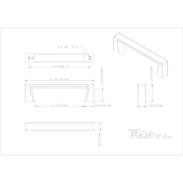 96 mm Center-to-Center Satin Nickel Square Boswell Cabinet Pull - Image 5