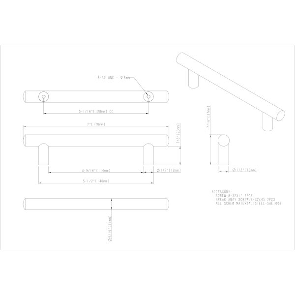 128 mm Center-to-Center Satin Nickel Key West Cabinet Bar Pull - Image 4