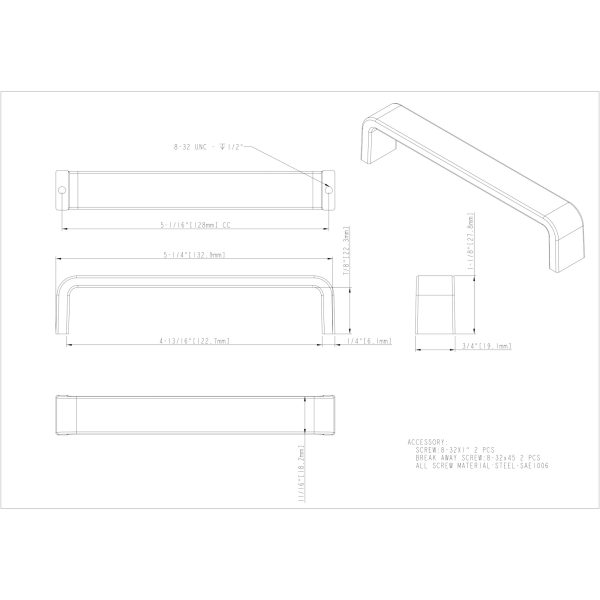128 mm Center-to-Center Brushed Oil Rubbed Bronze Square Asher Cabinet Pull - Image 4