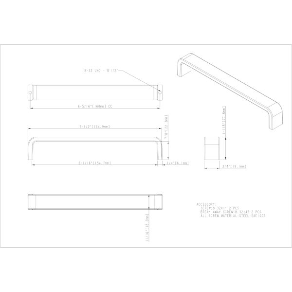 160 mm Center-to-Center Brushed Oil Rubbed Bronze Square Asher Cabinet Pull - Image 4
