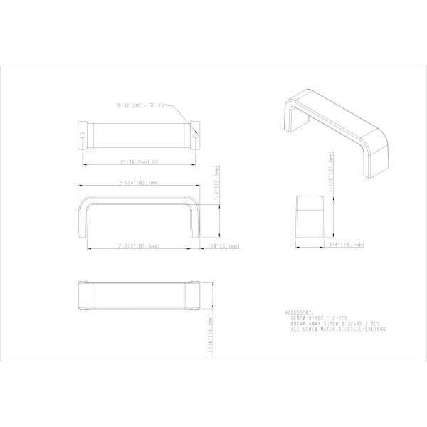 3" Center-to-Center Brushed Oil Rubbed Bronze Square Asher Cabinet Pull - Image 4