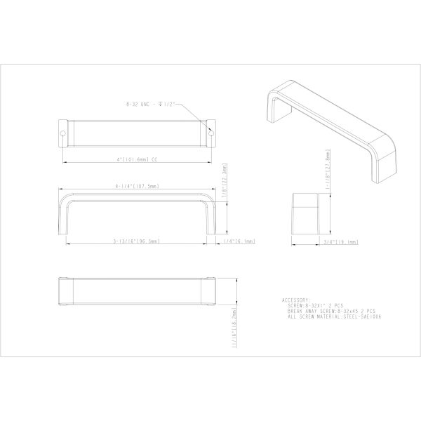 4" Center-to-Center Brushed Oil Rubbed Bronze Square Asher Cabinet Pull - Image 4