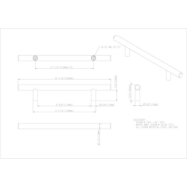 128 mm Center-to-Center Hollow Stainless Steel Naples Cabinet Bar Pull - Image 4
