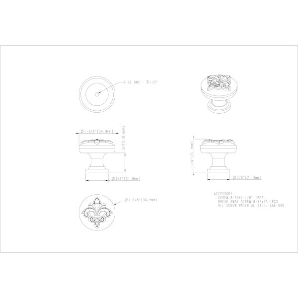 1-3/8" Diameter Satin Nickel Lafayette Cabinet Knob - Image 3