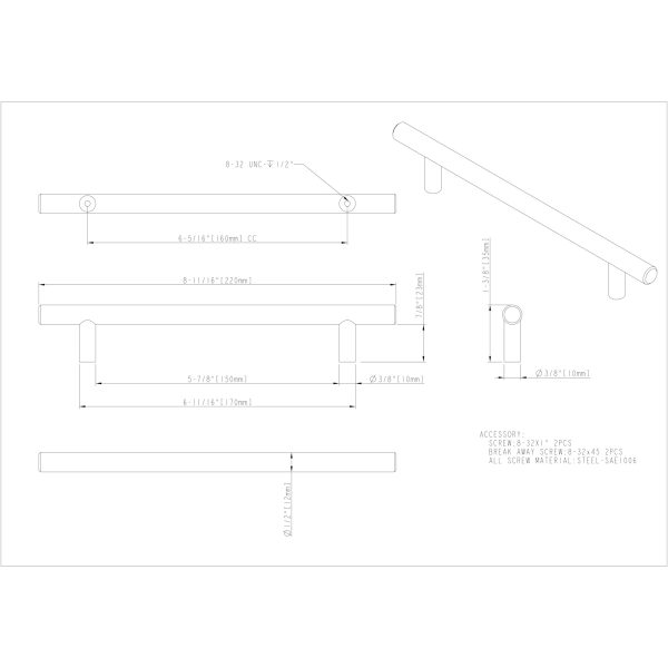 160 mm Center-to-Center Brushed Gold Naples Cabinet Bar Pull - Image 5