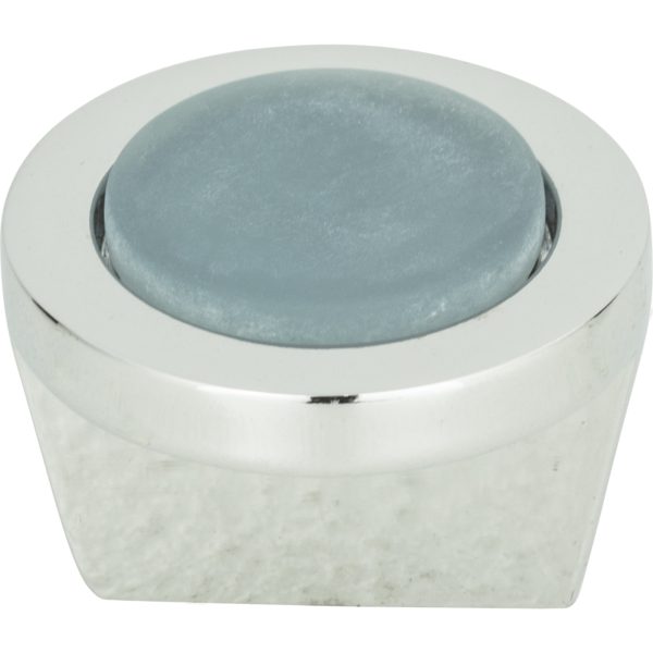 Spa Blue Round Knob 1 1/4 Inch Polished Chrome - Image 3
