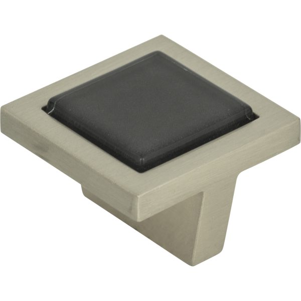Spa Black Square Knob 1 3/8 Inch Brushed Nickel - Image 3