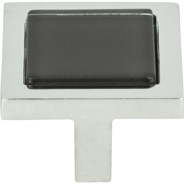 Spa Black Square Knob 1 3/8 Inch Polished Chrome