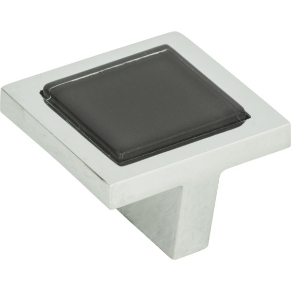 Spa Black Square Knob 1 3/8 Inch Polished Chrome - Image 3
