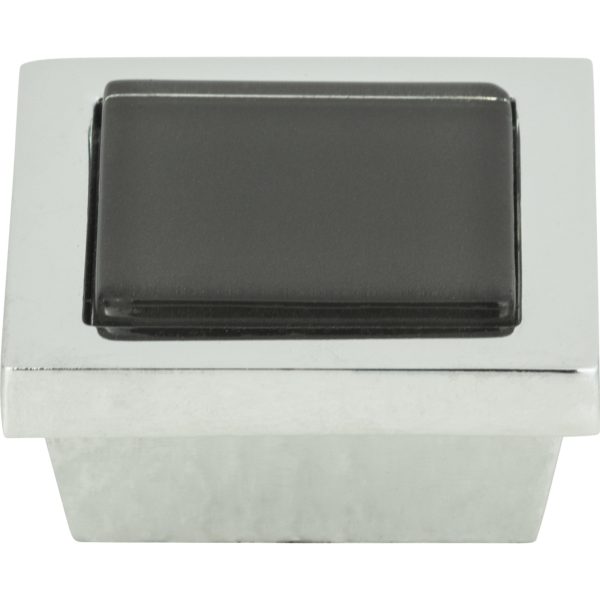 Spa Black Square Knob 1 3/8 Inch Polished Chrome - Image 4