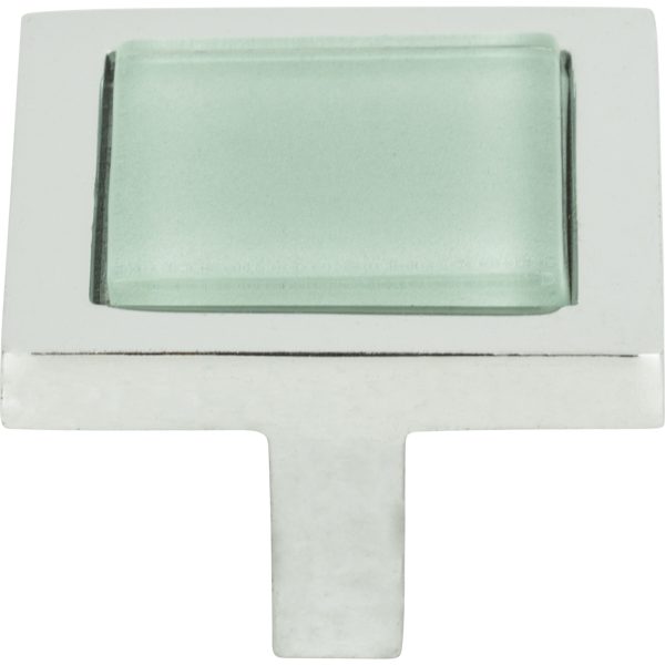 Spa Green Square Knob 1 3/8 Inch Polished Chrome