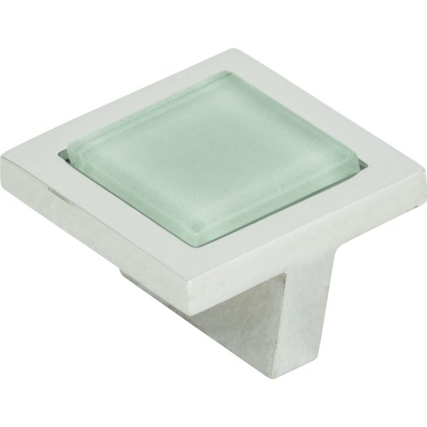 Spa Green Square Knob 1 3/8 Inch Polished Chrome - Image 3