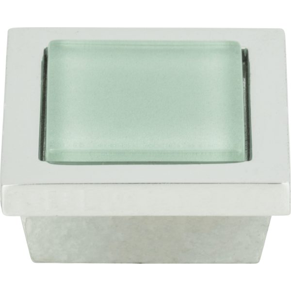 Spa Green Square Knob 1 3/8 Inch Polished Chrome - Image 4