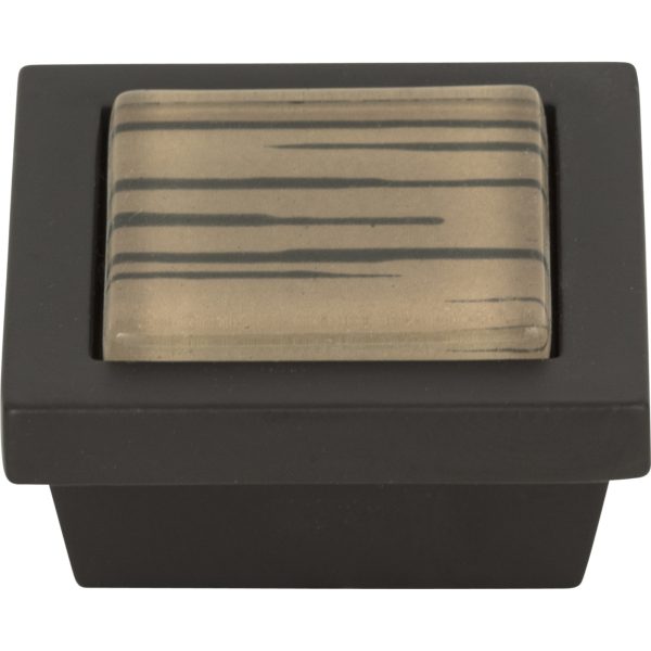 Spa Brown Tiger Square Knob 1 3/8 Inch Aged Bronze - Image 3