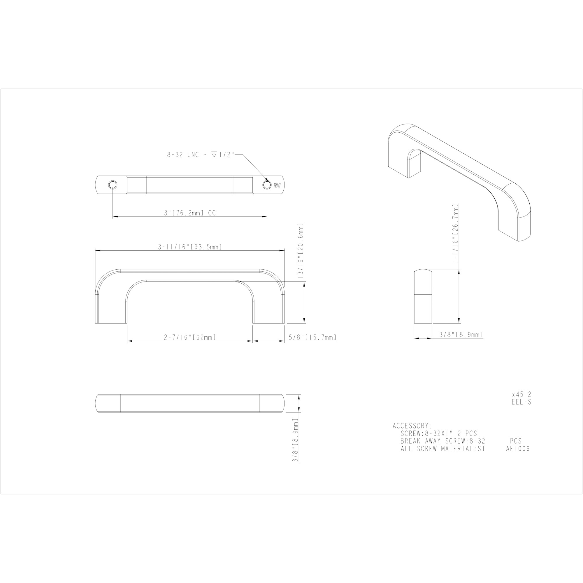 3" Center-to-Center Satin Bronze Alvar Cabinet Pull - Image 5